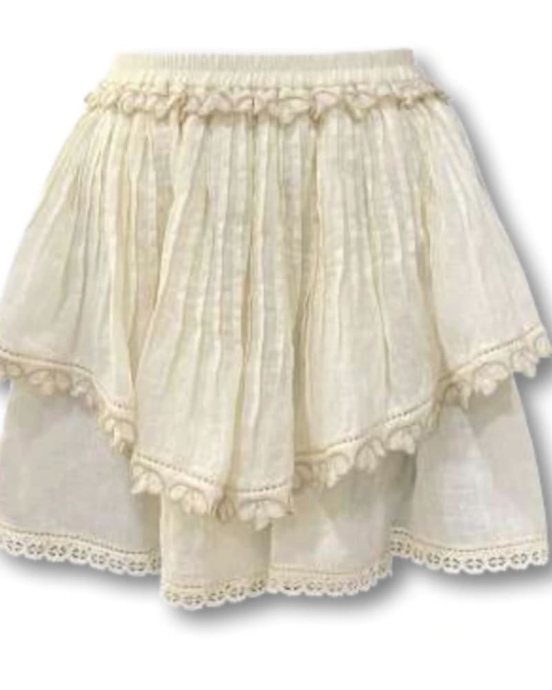 Front of a size Large Charlotte Skirt in Ecru in Ecru by Let Me Be. | dia_product_style_image_id:339076